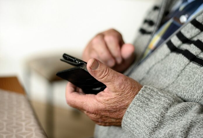 mobile, smartphone, old human