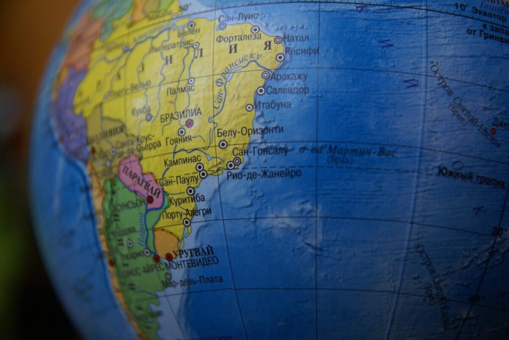 the globe, land, south america