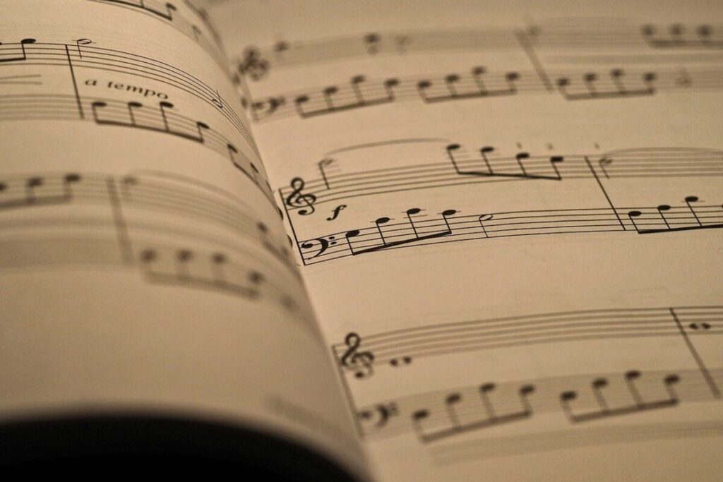 sheet music, piano, music