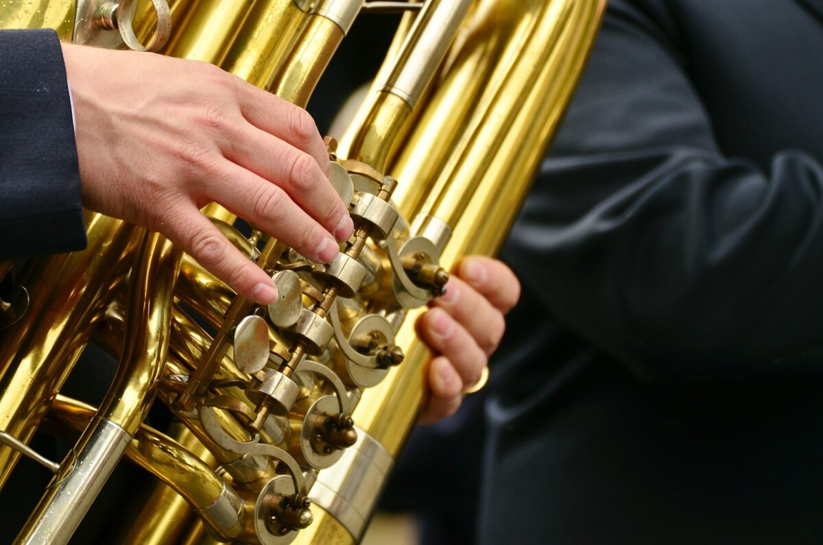 tuba, brass band, musical instrument